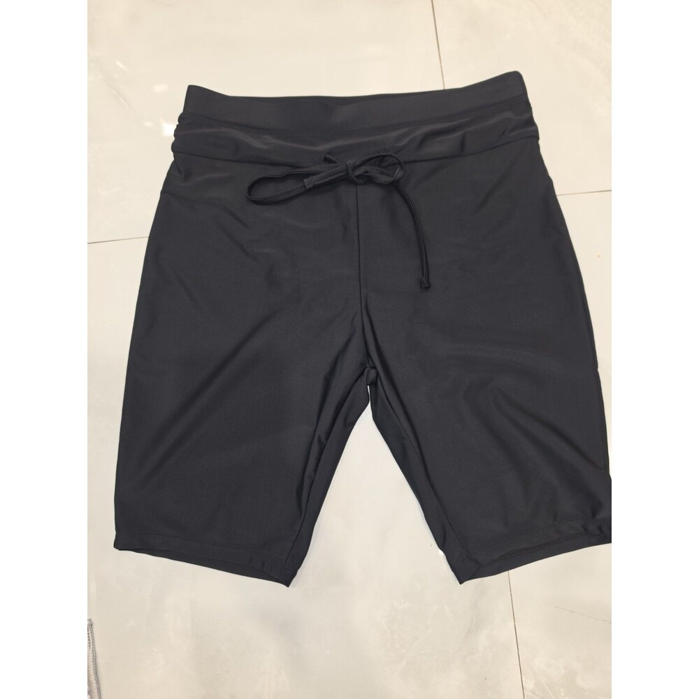 Ekouaer Solid Black Elastic Drawstring Lounge Swim Board Shorts with Pockets  M